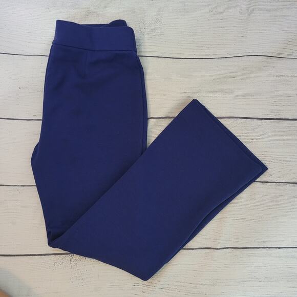 Chico's Size 1 US 8 Textured Trousers Straight Leg Thick Pants Royal Blue Work - Picture 2 of 9